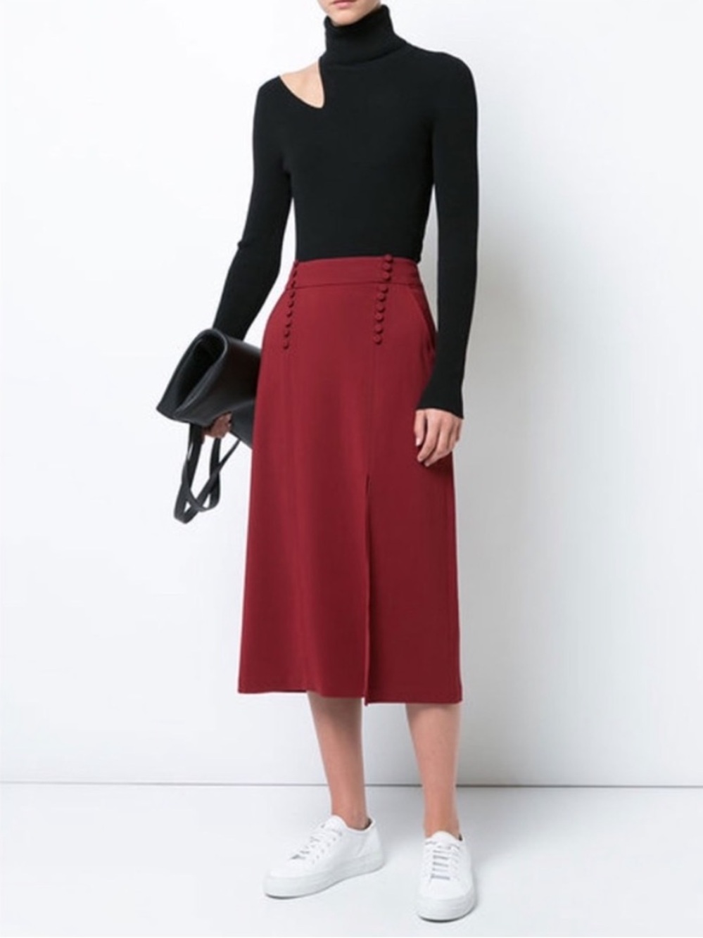 ALC Red Sydney Slit Midi Skirt, 10